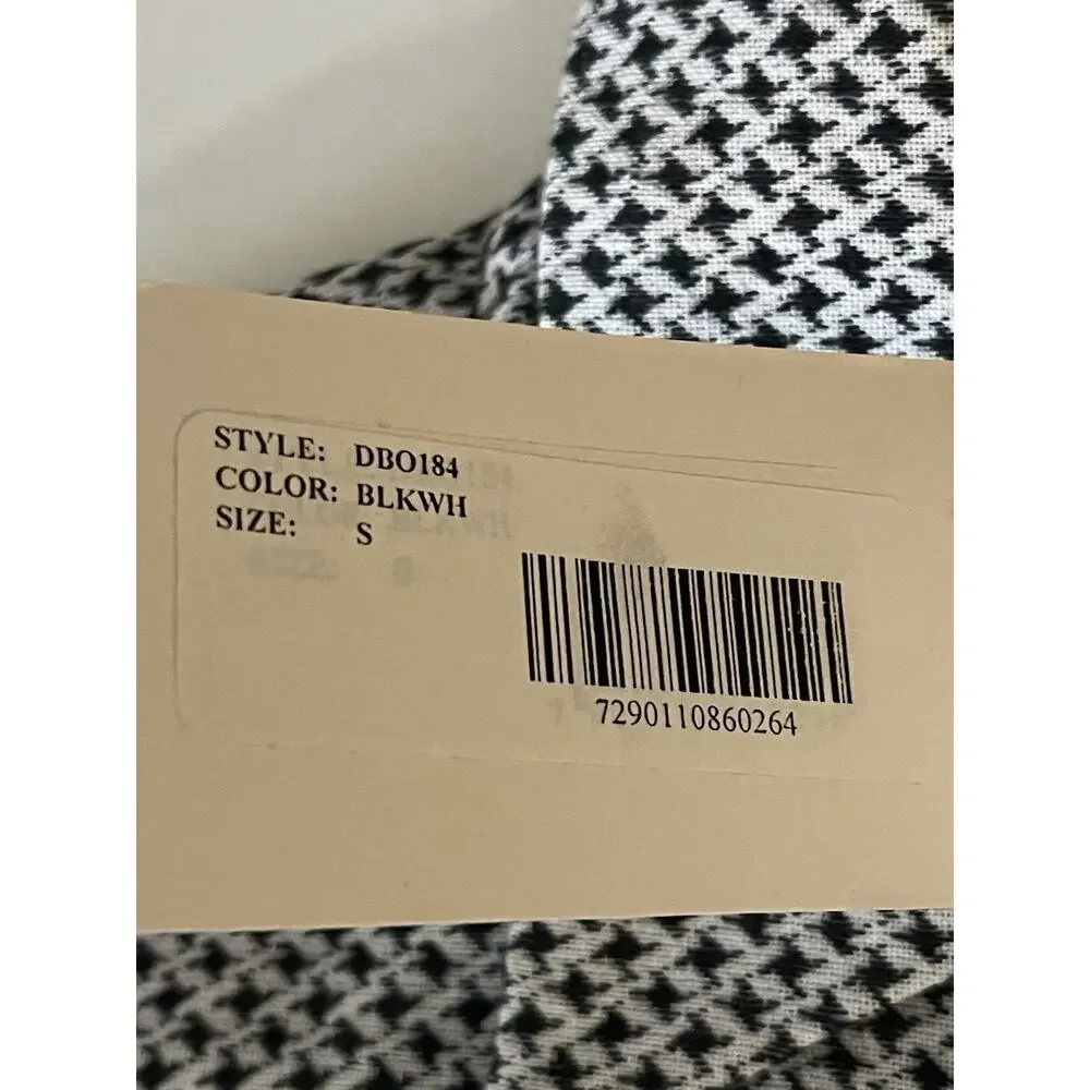 DoDo Bar Or Cotton Button Up Shirt Dress w Belt Black White Check Size Small New